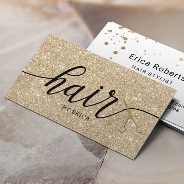 Modern Gold Scissor Elegant Typography Hair Salon Business Card (Creator Uploaded)