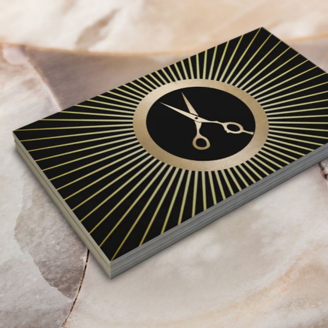 Modern Gold Scissor Hairdresser Hair Stylist Salon Business Card (Creator Uploaded)