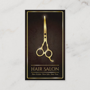 Modern Gold Scissors Hair Stylist Salon Business Card