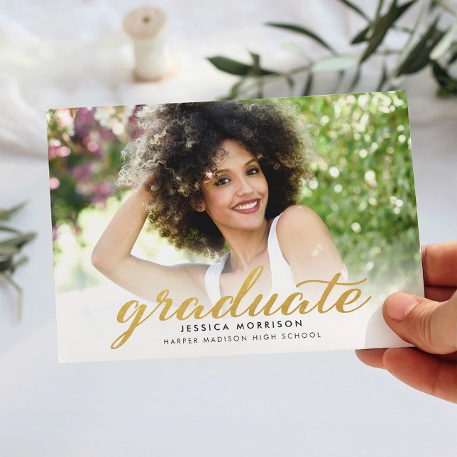 Modern Gold Script 2023 Graduation Announcement (Creator Uploaded)