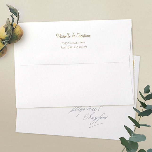 Modern Gold Script 5 x 7 Return Address Envelope (Creator Uploaded)