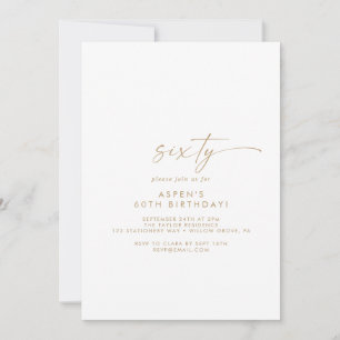Modern Gold Script 60th Birthday Party Invitation