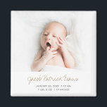 Modern Gold Script Boy or Girl Birth Announcement Magnet<br><div class="desc">This simply charming photo birth announcement magnet features a contemporary design that lets you easily customise it to suit your style. In choosing a script for your baby's name, we were looking for something informal, with personality but also an orderly flow that's easy to read, and we found something we...</div>