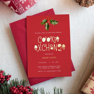 Modern Gold Script Cookie Exchange Christmas Party