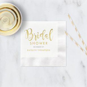 Modern Gold Script Custom Wedding Bridal Shower Napkin