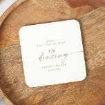 Modern Gold Script Don't Take My Drink I'm Dancing Round Paper Coaster<br><div class="desc">This modern gold script "please don't take my drink I'm dancing" coaster is perfect for a minimalist wedding reception. The simple yellow gold colour design features unique industrial lettering typography with modern boho style. Customisable in any colour. Keep the design minimal and elegant, as is, or personalise it by adding...</div>