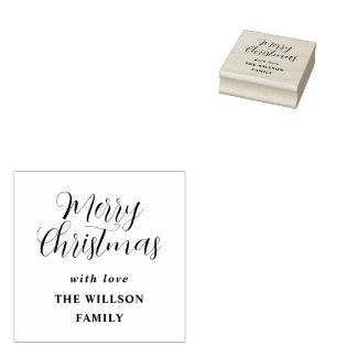 Modern gold script eucalyptus botanical Christmas Rubber Stamp