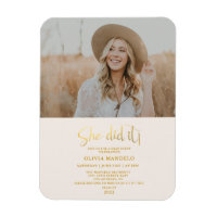 Modern Gold Script Grad Party Photo Invitation M