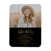 Modern Gold Script Grad Party Photo Invitation  Ma