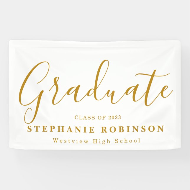 Modern Gold Script Graduation Party Banner (Horizontal)