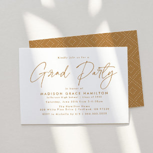 Modern Gold Script Graduation Party Invitation
