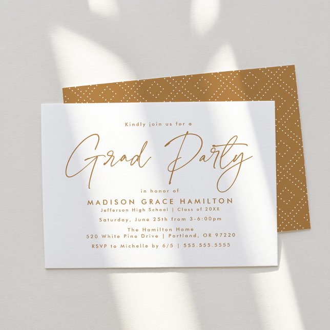 Modern Gold Script Graduation Party Invitation (Creator Uploaded)