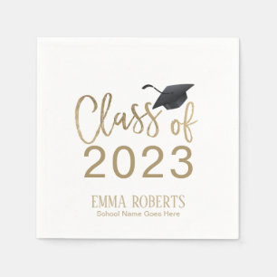 Modern Gold Script Graduation Party Napkin