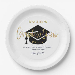 Modern Gold Script Graduation Party Welcome Sign Paper Plate