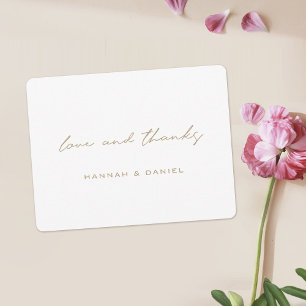 Modern Gold Script Love and Thanks Wedding Thank You Card