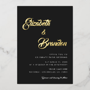 Modern Gold Script Monogram All in One Wedding