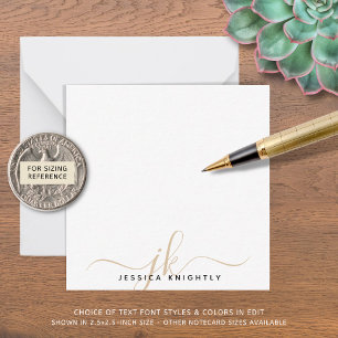 Modern Gold Script Monogram Initials Minimal Note  Card