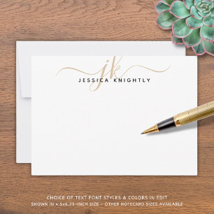 Modern Gold Script Monogram Initials Minimalist Card