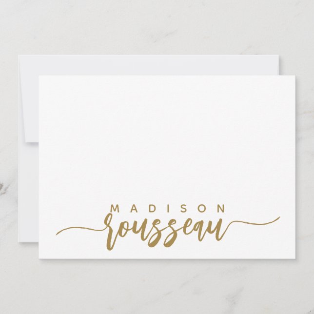 Modern Gold Script Name Personalised White Card (Front)
