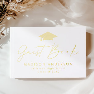Modern Gold Script Photo Graduation Guest Book