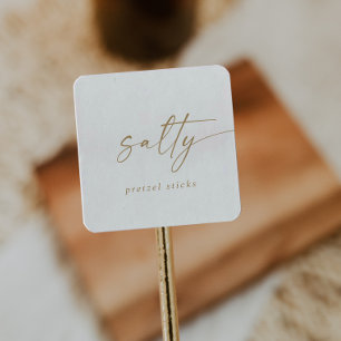 Modern Gold Script Salty Wedding Favour Square Sticker