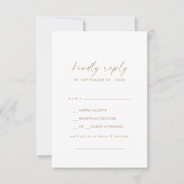 Modern Gold Script Song Request RSVP Card (Front)