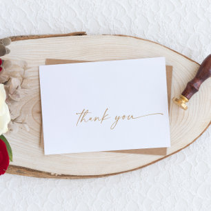 Modern Gold Script Thank You Card