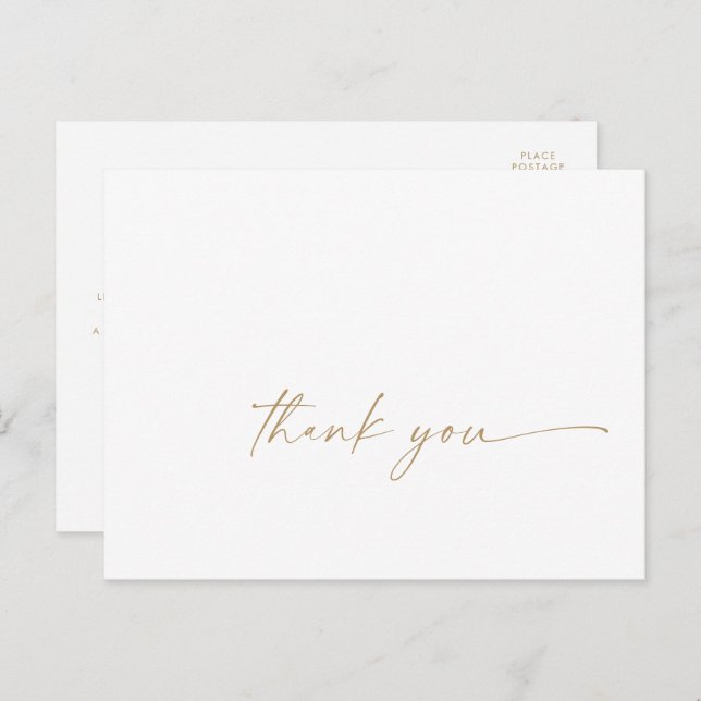 Modern Gold Script Thank You Postcard (Front/Back)