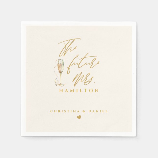 Modern Gold Script Typography Wedding Napkin (Front)