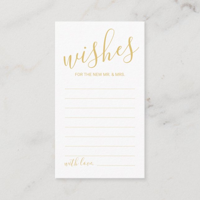 Modern Gold Script Wedding Advice and Wishes Card (Front)