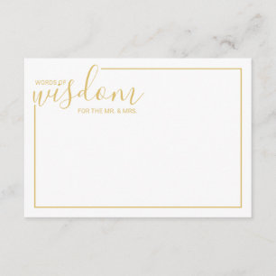 Modern Gold Script Wedding Advice and Wishes Card