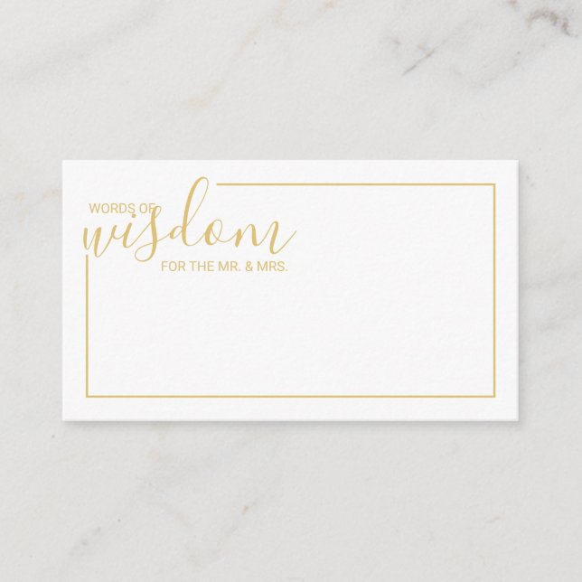 Modern Gold Script Wedding Advice and Wishes Card (Front)
