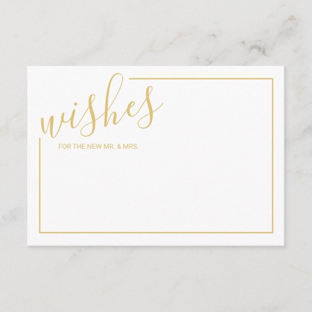 Modern Gold Script Wedding Advice and Wishes Card (Front)