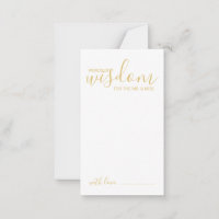 Modern Gold Script Wedding Advice and Wishes Card