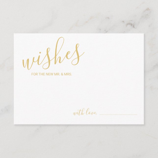 Modern Gold Script Wedding Advice and Wishes Card (Front)