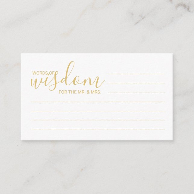 Modern Gold Script Wedding Advice and Wishes Card (Front)
