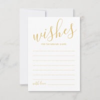 Modern Gold Script Wedding Advice and Wishes Card