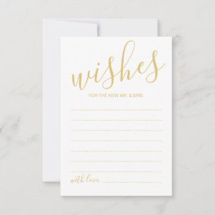 Modern Gold Script Wedding Advice and Wishes Card