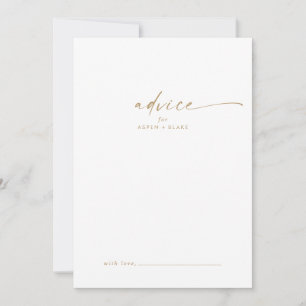 Modern Gold Script Wedding Advice Card