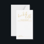 Modern Gold Script Wedding Bucket List Advice Card<br><div class="desc">Add a personal touch to your wedding with a modern script wedding bucket list card. This card features title in gold modern calligraphy font style and details in gold modern sans serif font style on white background. Please Note: The foil details are simulated in the artwork. No actual foil will...</div>