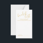 Modern Gold Script Wedding Bucket List Advice Card<br><div class="desc">Add a personal touch to your wedding with a modern script wedding bucket list card. This card features title in gold modern calligraphy font style and details in gold modern sans serif font style on white background. Please Note: The foil details are simulated in the artwork. No actual foil will...</div>