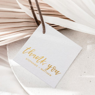 Modern Gold Script Wedding Favour Thank You Tags