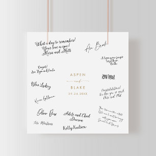 Modern Gold Script Wedding Guest Signing Poster