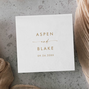 Modern Gold Script Wedding Napkins