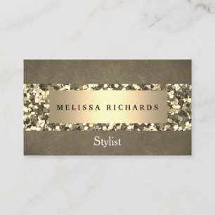 Modern Gold & Sequin Makeup Artist Stylish Business Card
