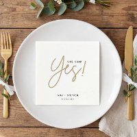 Modern Gold She Said Yes Engagement Party Napkins