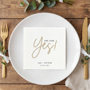 Modern Gold She Said Yes Engagement Party Napkins