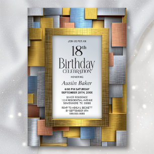 Modern Gold Silver 18th Birthday Party Invitation