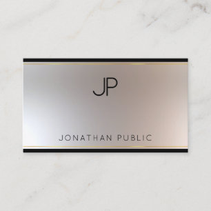 Modern Gold Silver Elegant Monogrammed Template Business Card