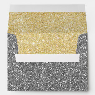 Modern Gold & Silver Glitter Wedding Envelopes